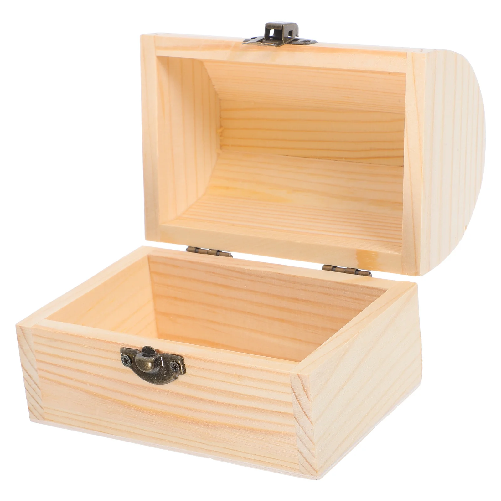 

12x8.2cm Solid Color Wooden Box Thickened Unfinished Arched DIY Storage Case for Cosmetics Accessories Painting Craft Wood Case