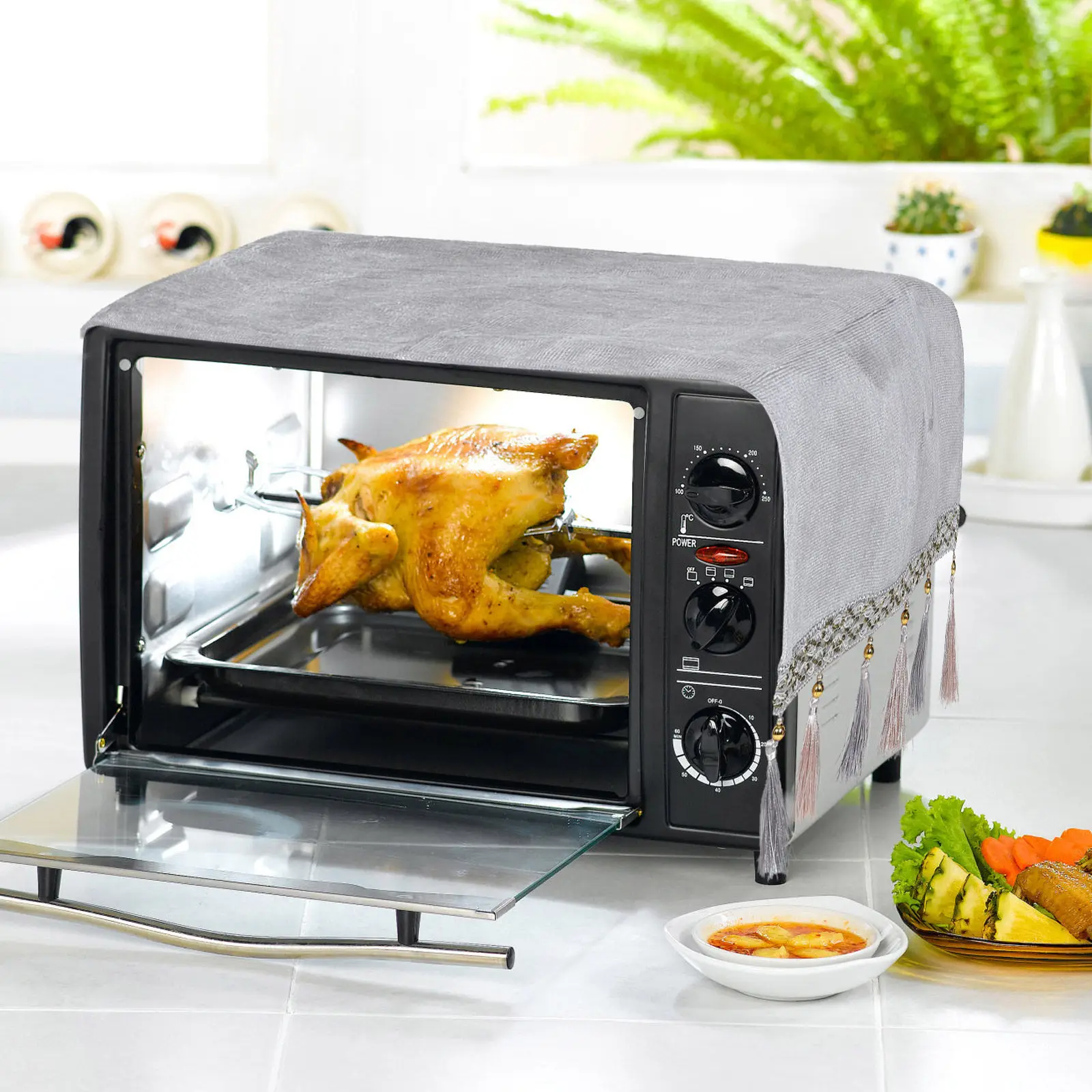 

Solid Microwave Cover Fabric Cloth Oil-Proof Steam-Resistant Stylish Kitchen Appliance Protector Dust-Proof Cover for Oven Top