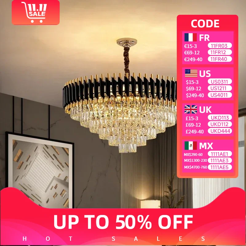 

European Led Luxury Crystal Light Wedding Dining Table Chandeliers Hotel Hall Pendant Lamps Indoor Kitchen Home Lighting Fixture