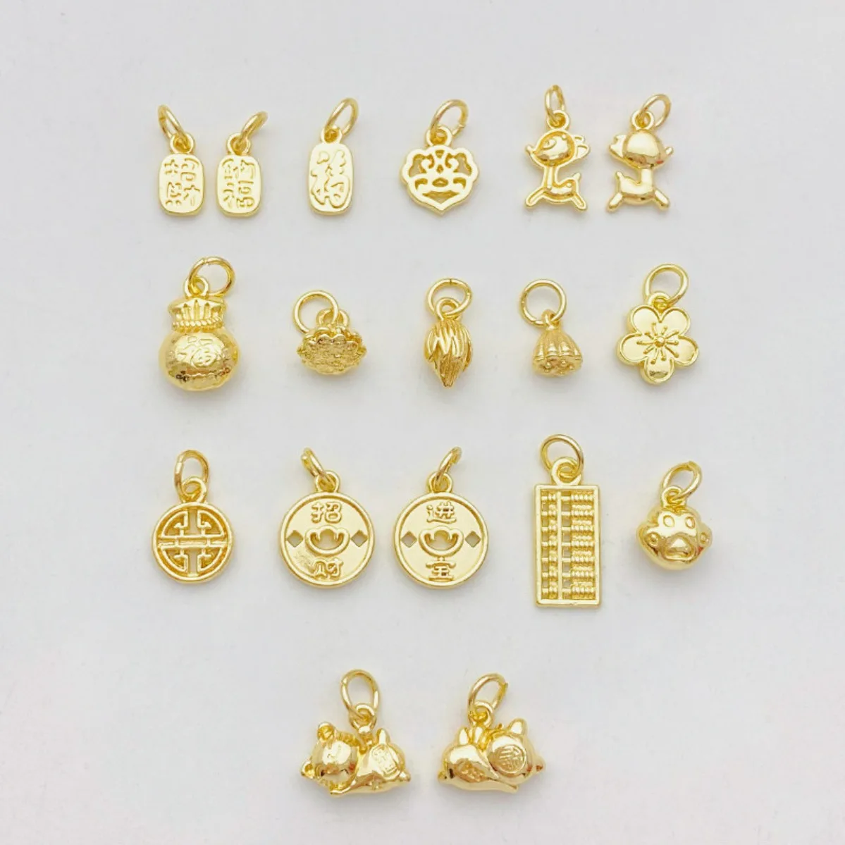 14K Gold Plated Lucky Blessing Ruyi Charm Pendant DIY Findings for String Bracelet Necklace Jewelry Making