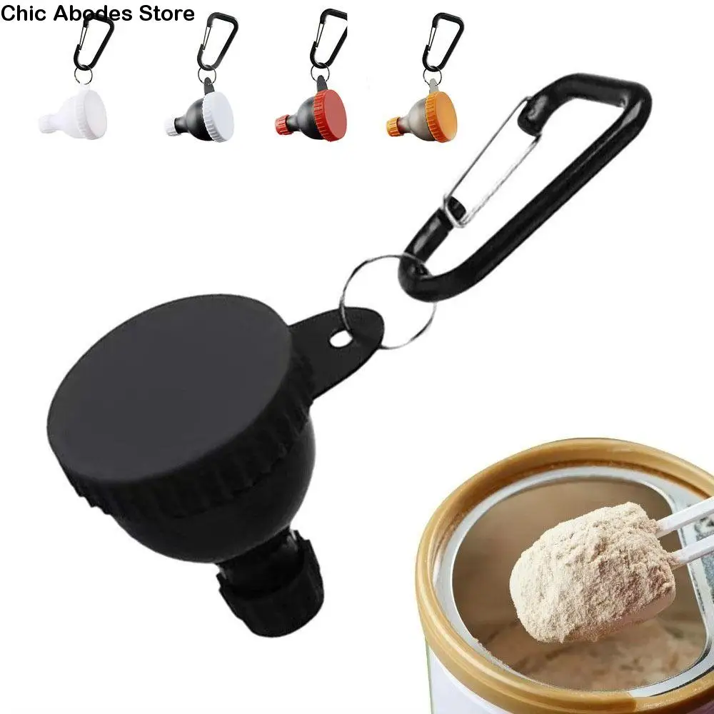 

15g/50ml Protein Powder Bottle with Carabiner Reinforced Cap Medicine Box Leak Proof Health Funnel Protein Powder Container