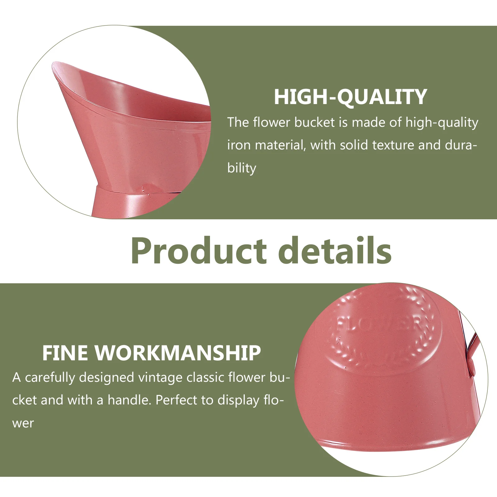 

1Pcs Iron Flower Bucket Retro Vintage Style Planter Flowerpot Home Decoration Dried Flowers Bucket Creative Flower Storage