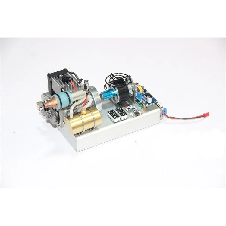 Three-leaf 12-stage methanol engine converted into a generator, mini-sized starter, 12V motor, USB output 5V