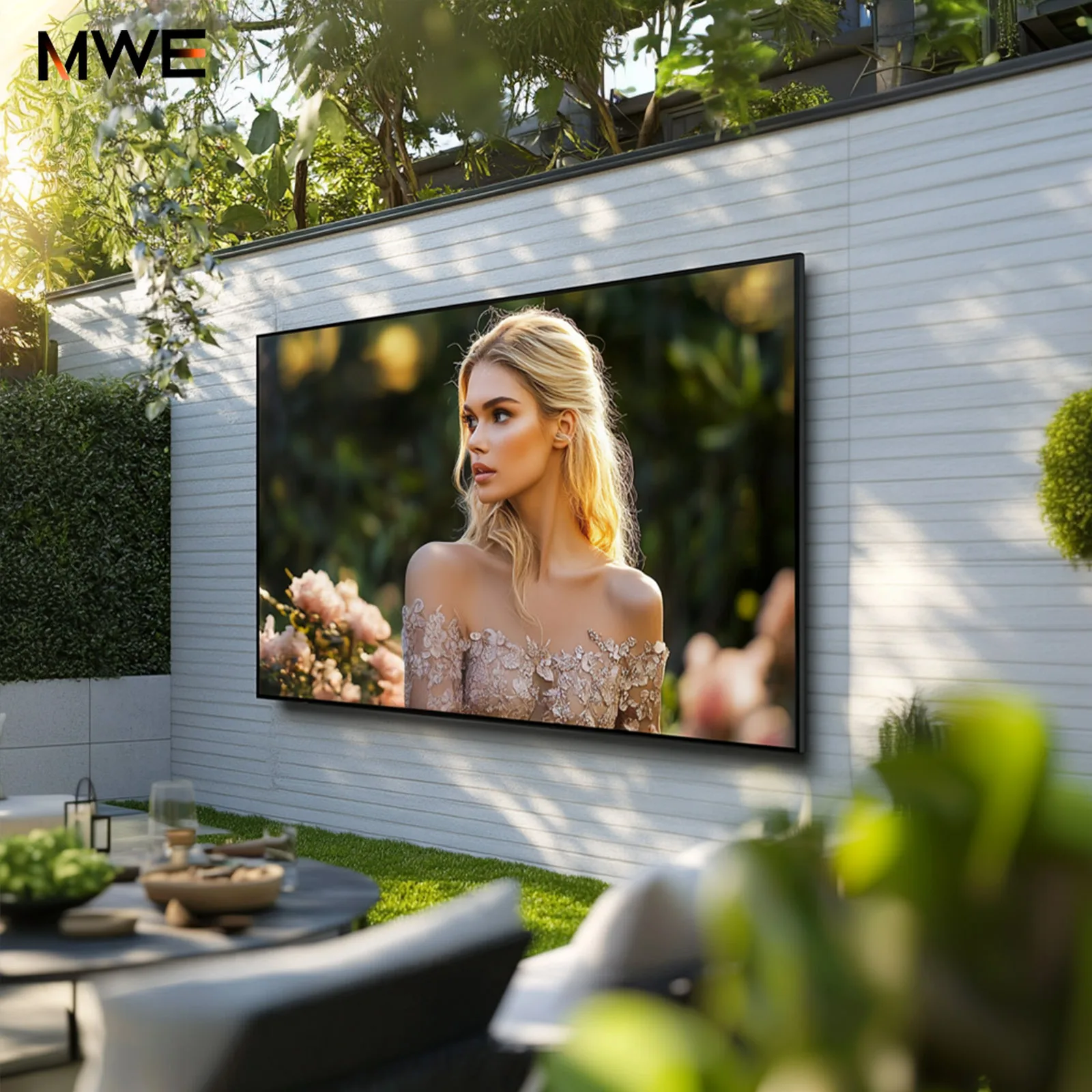 55-Inch 4K Outdoor TV with 2000nit High Brightness Waterproof IP55 Voice Assistant Remote Built-in Speaker LCD Display