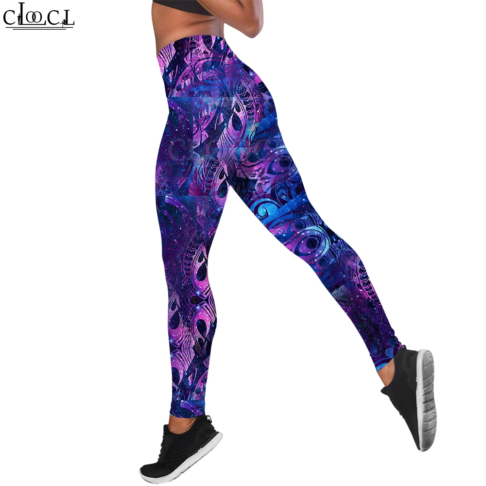 CLOOCL ผู้หญิง Legging แฟชั่นโปลินีเซียสไตล์ 3D พิมพ์ Sweatpants หญิงกางเกงสําหรับสบายๆออกกําลังกาย Up กางเกงวิ่ง A6