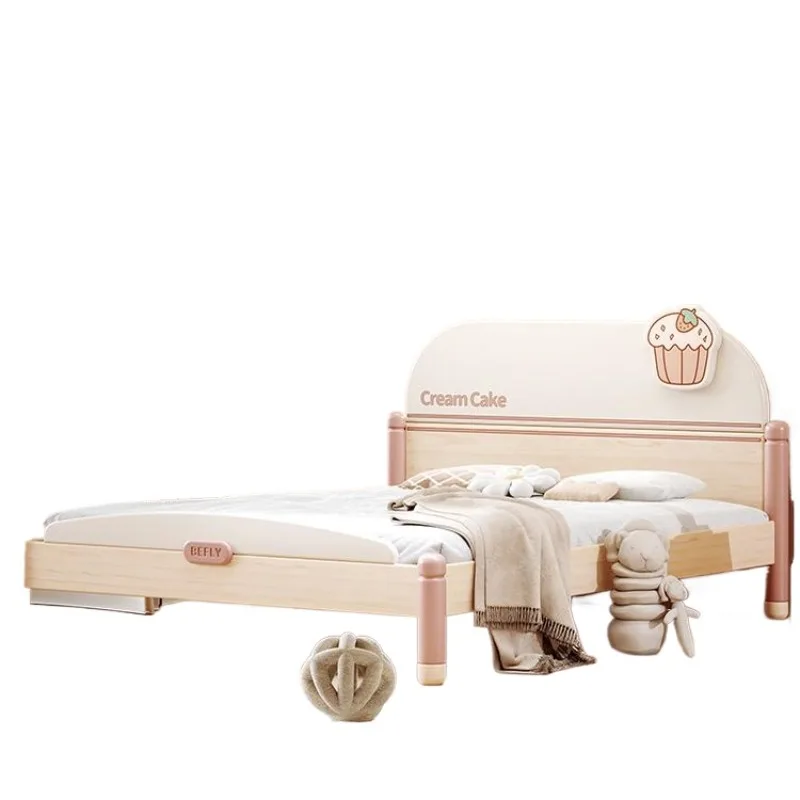 All solid wood modern simple bed, and pink princess bed 1.5 meters single
