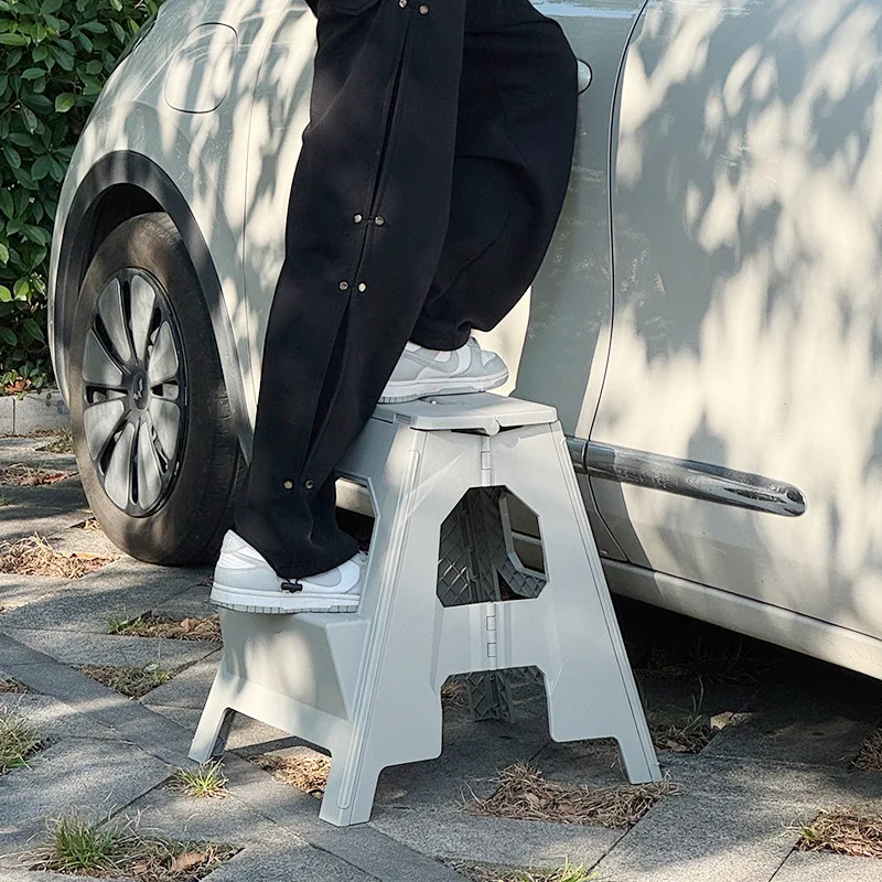 Folding Ladder Step Stool Portable 2 Step Thickened Foldable Plastic Stool Home Kitchen Camping Durable Non Slip Furniture New