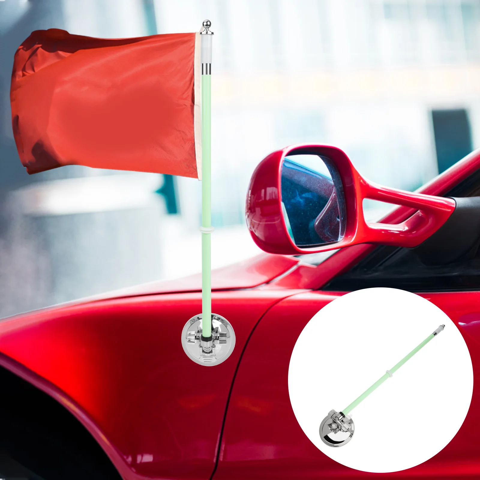

Compact Car Flagpole Professional Flag Rod Outdoor Vehicle Flagpole Suction Cup Design Firmly Grip No Slip Flag Pole