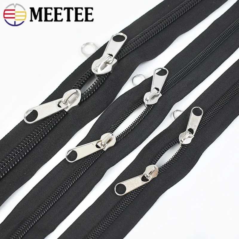 10Pcs 3# 5# 8# 10# Silver Zippers Slider Head for Nylon Zipper Tape Single Double Sided Zips Pull Bag Coat Zip Sewing Repair Kit