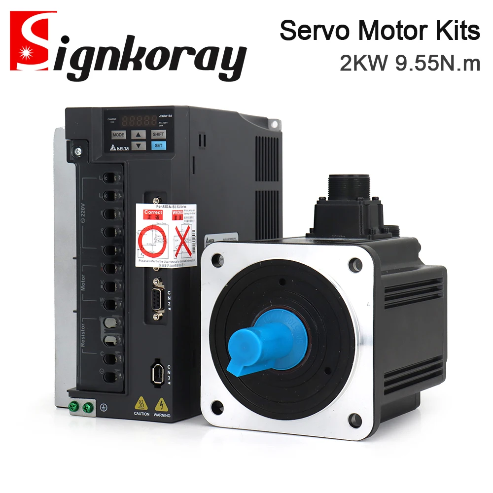 

SignkoRay 2KW AC Servo Motor Driver Kits 9.55N.m 2000rpm 11A B2 Series ASD-B2-2023-B+ECMA-E21320RS