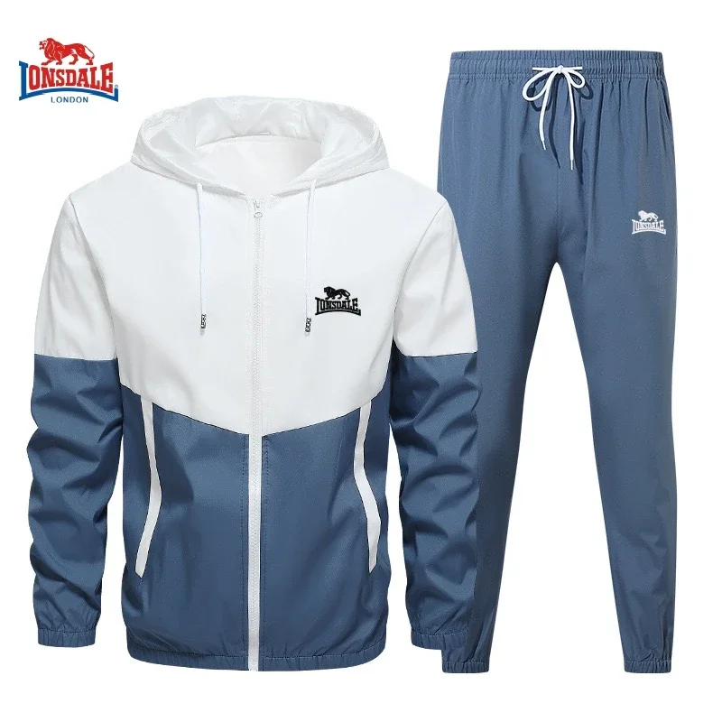 Conjunto deportivo y de ocio con capucha bordada para hombre, chaqueta y pantalones de moda, conjunto deportivo de Hip Hop de 2 piezas, primavera y otoño