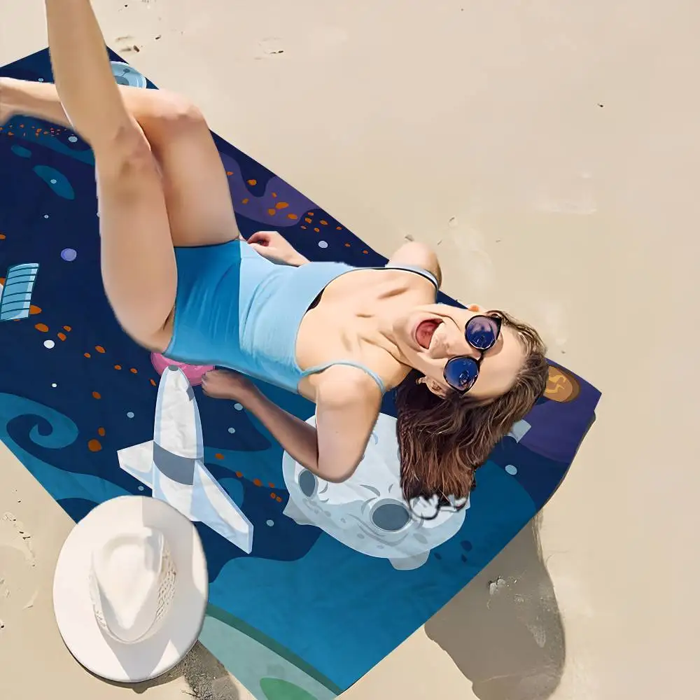 Solar System Planet Galaxy Design Beach Towel Bath Towels for Girl Microfiber Quick Dry Custom Sand Free Beach Yoga Gym Pool