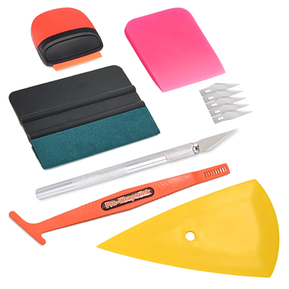 Window Tinting Tool Kit Covering Film Wrapping Vinyl Squeegee Soft Scraper Car Decal Sticker Knife Cutter Styling Product