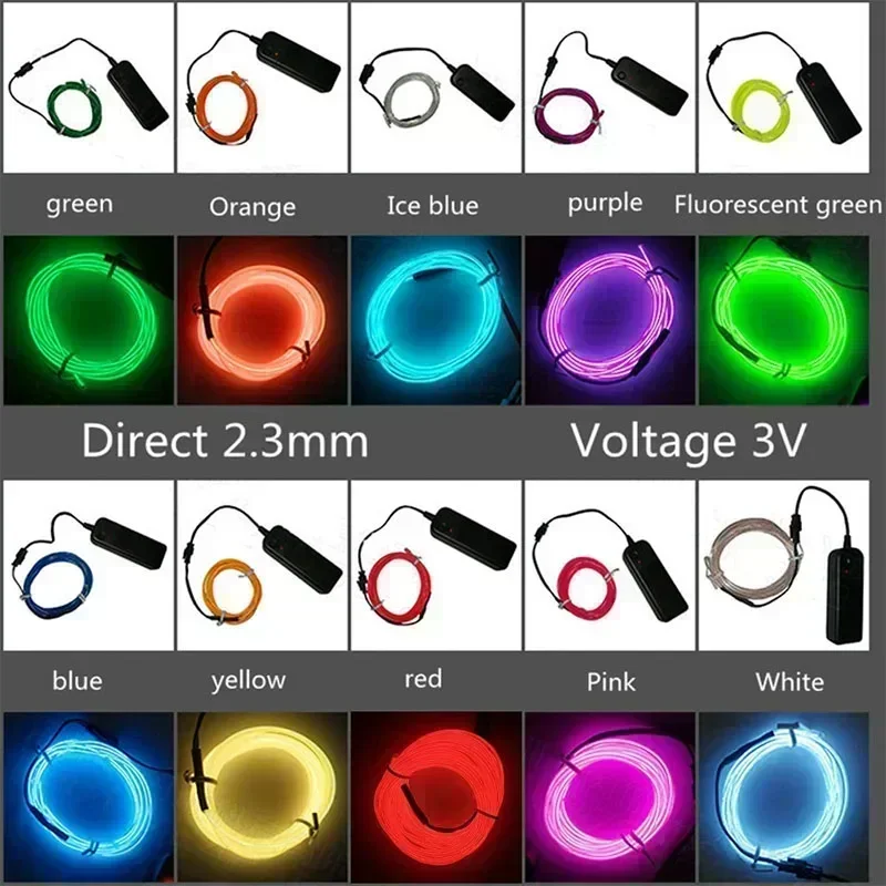 1M/3M/5M Flexible Neon Light Ball Dress Decoration Light EL Luminous Cable Party DIY Atmosphere Light Waterproof LED Strip