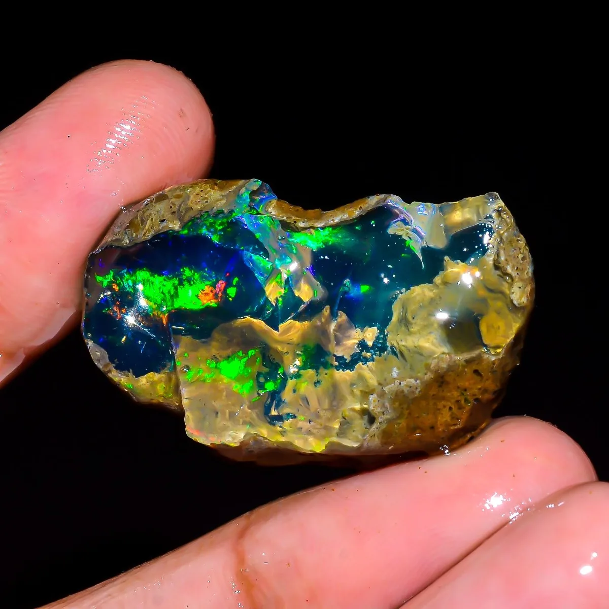 Natural Ethiopian Opal 25-80CT Rough Raw Fire Gemstone Collector Mineral Specimen Randomly Selected One