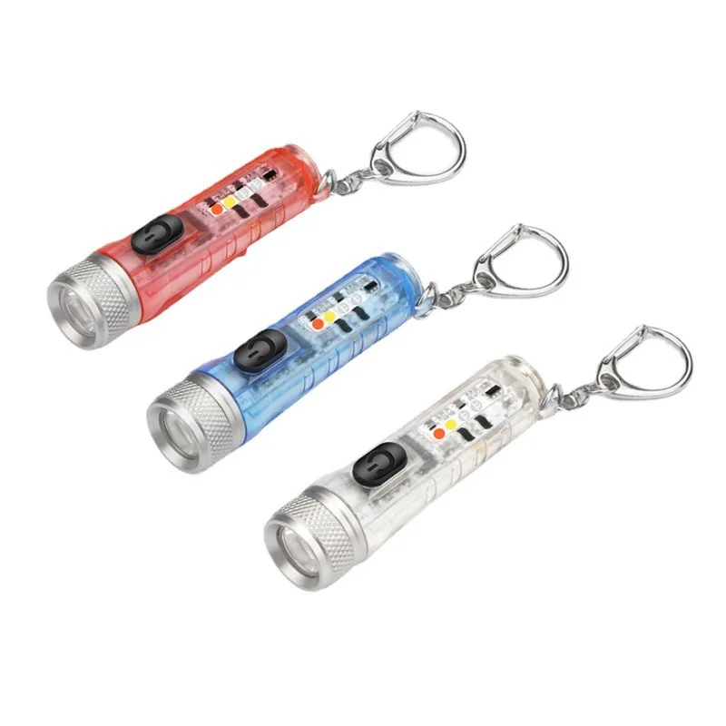 Clip-on Flashlight: High-Power, Rechargeable, with White/Red/Blue/Purple Light, UV Money Detector, Outdoor Keychain LED Light