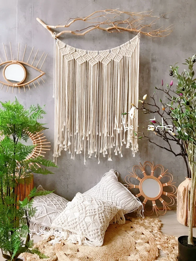 Bohemian Style Handwoven Wall Hanging Tapestry Decorative Artistic Cotton Wall Painting Background Rectangular Shape from China