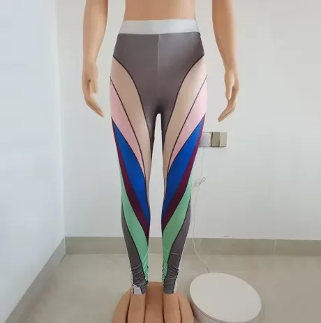 Leggings moulants de Fitness pour femmes, nouveau Type de levage des hanches, imprimé panneaux, sans couture, taille haute, pantalon de sport extensible à rayures, 2024