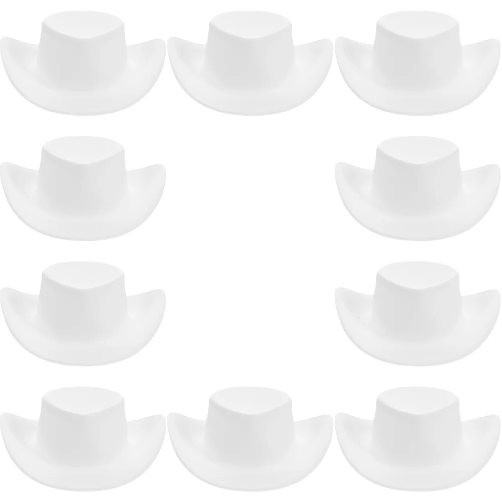 

10 Pcs Mini Cowboy Hat Costume Hats Miniature Decorative Tiny Party Decorations Adorable Plastic Wear-resistant for Dolls Mall