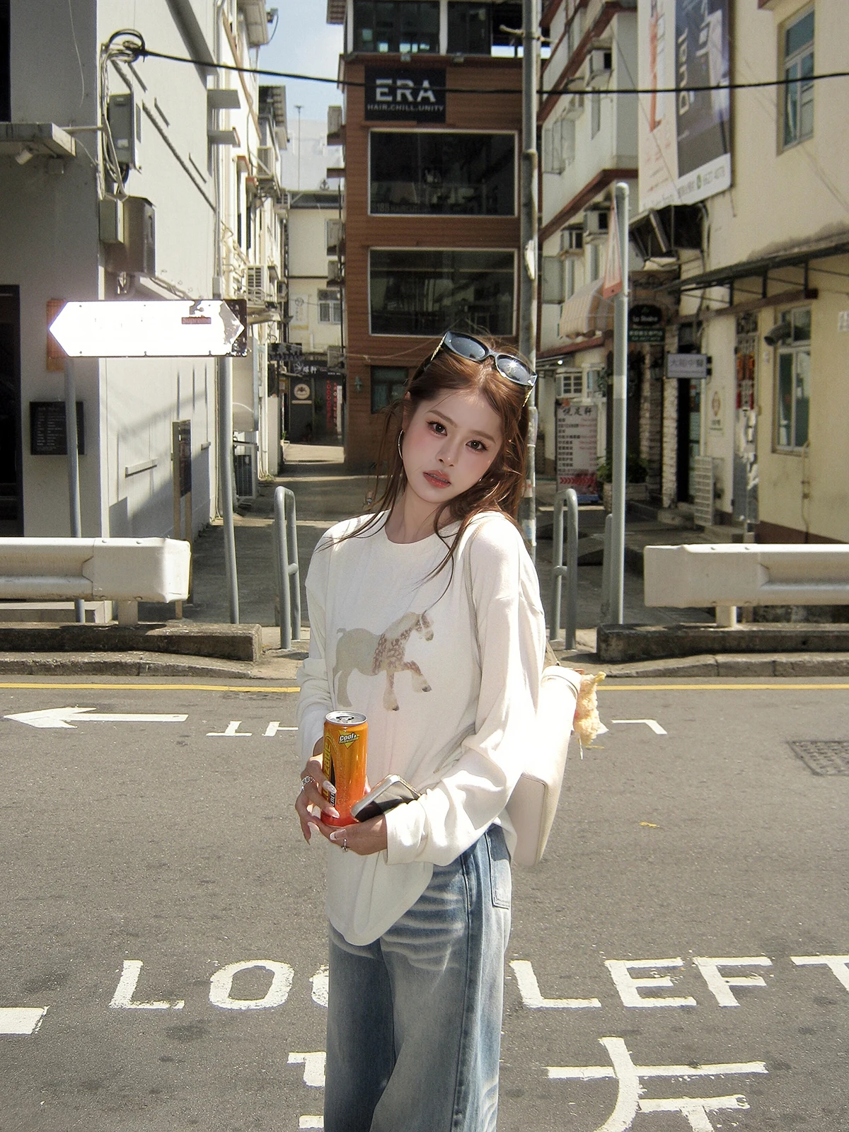Sakura Creative Long Sleeve T-Shirt Women's Lightweight Printed Loose Fit Breathable Micro Translucent Cotton Blend Top