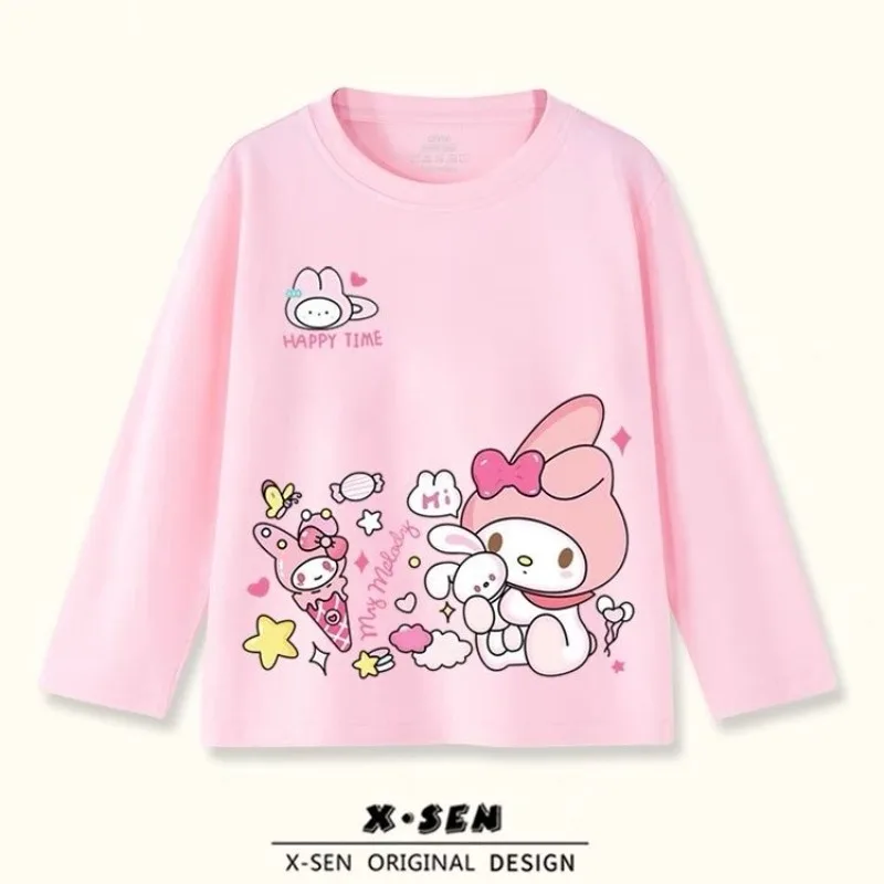 

Sweet Long Sleeve Shirt My Melody Anime Kawaii Sanrio Ins Fashion Clothing Cute Cartoon Cotton Hooded Lovely Gifts for Kids