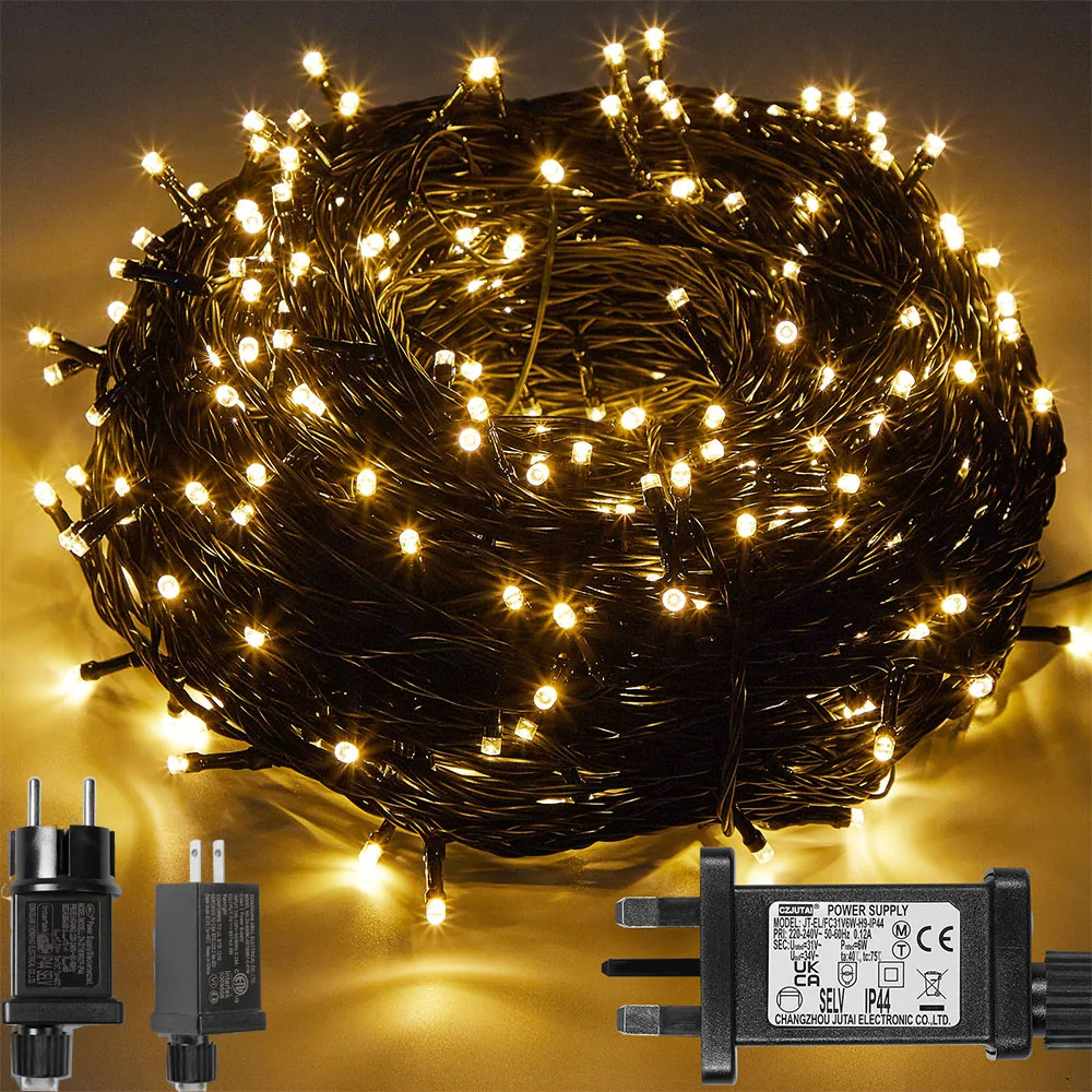 20M 50M 100M Timer Memory Function LED Black Wire Fairy String Lights Outdoor Christmas Decoration Wedding Room Holiday Lighting