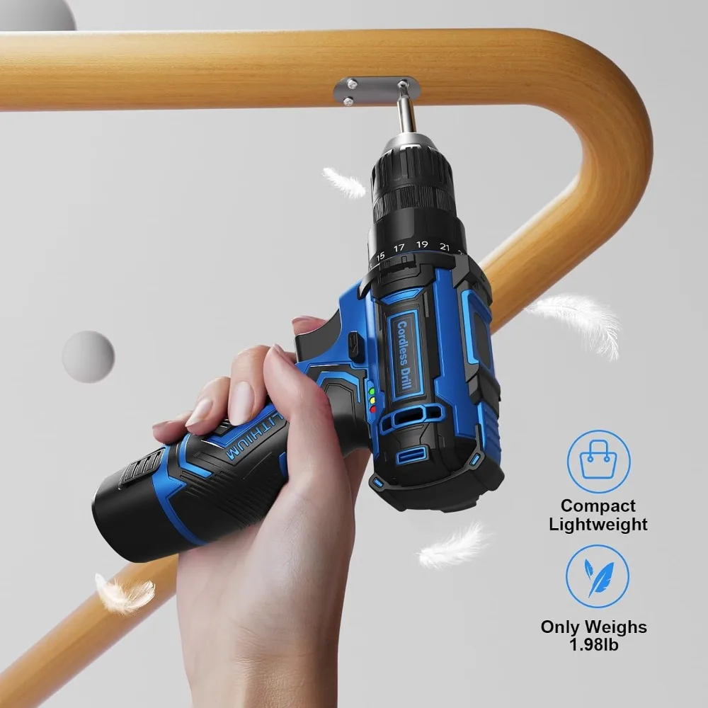 12V Cordless Drill Set, 3/8