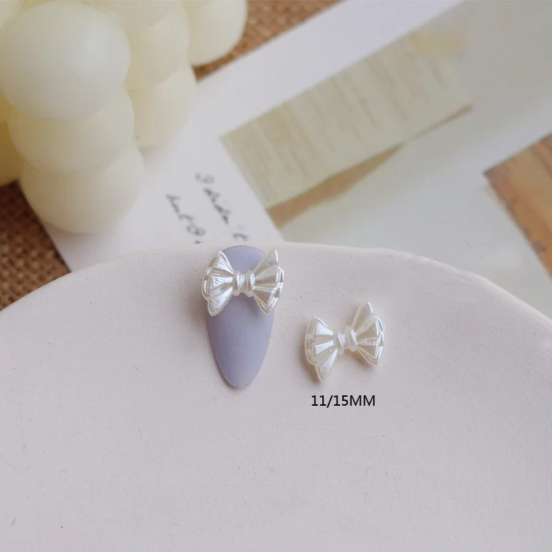 20 pçs barroco pérola branco unhas encantos resina bowtie borboleta coração design arte do prego strass jóias 3d manicure decorações