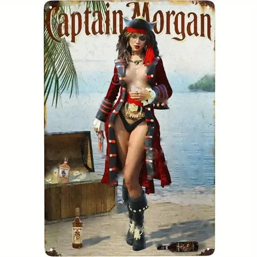 Captain Spiced Rum Treasure Chest  ; Novelty Metal Sign