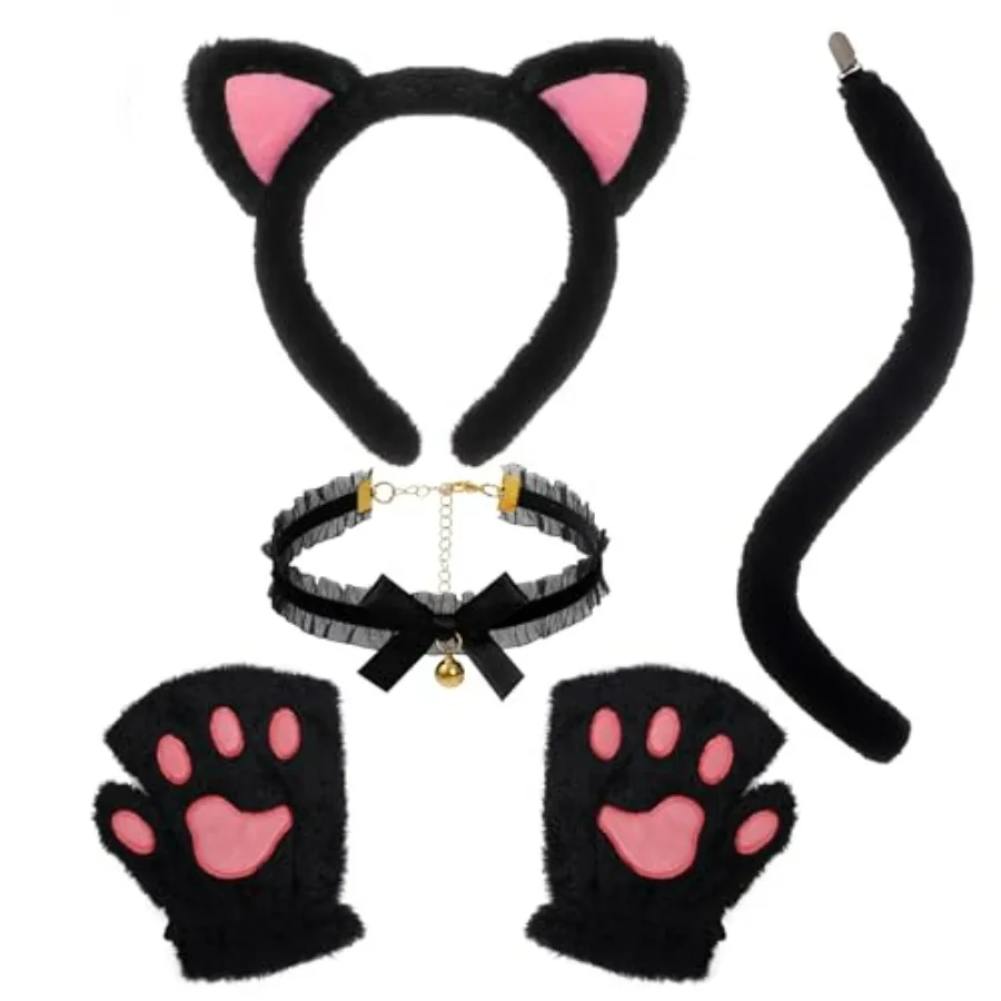 

choyaxo Cat Costumes Including Cat Ears and Tail Necklace Paw Gloves Animal Costume