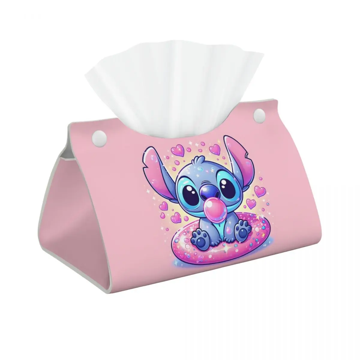 Custom Stitch Tissue Box Cover PU Leather Rectangular Comedy Cartoon Facial Tissue Box Holder for Bathroom Car