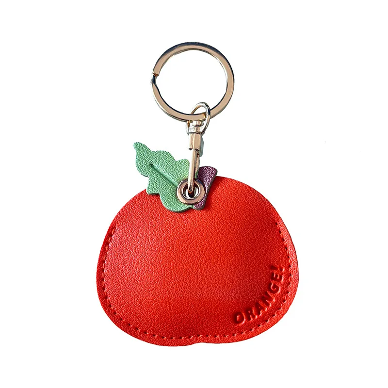 Leather Keychain Holder Case for Apple AirTag Cute Protective Air Tag Cover Keychain Ring Anti-Scratch Finder GPS Tracker Case