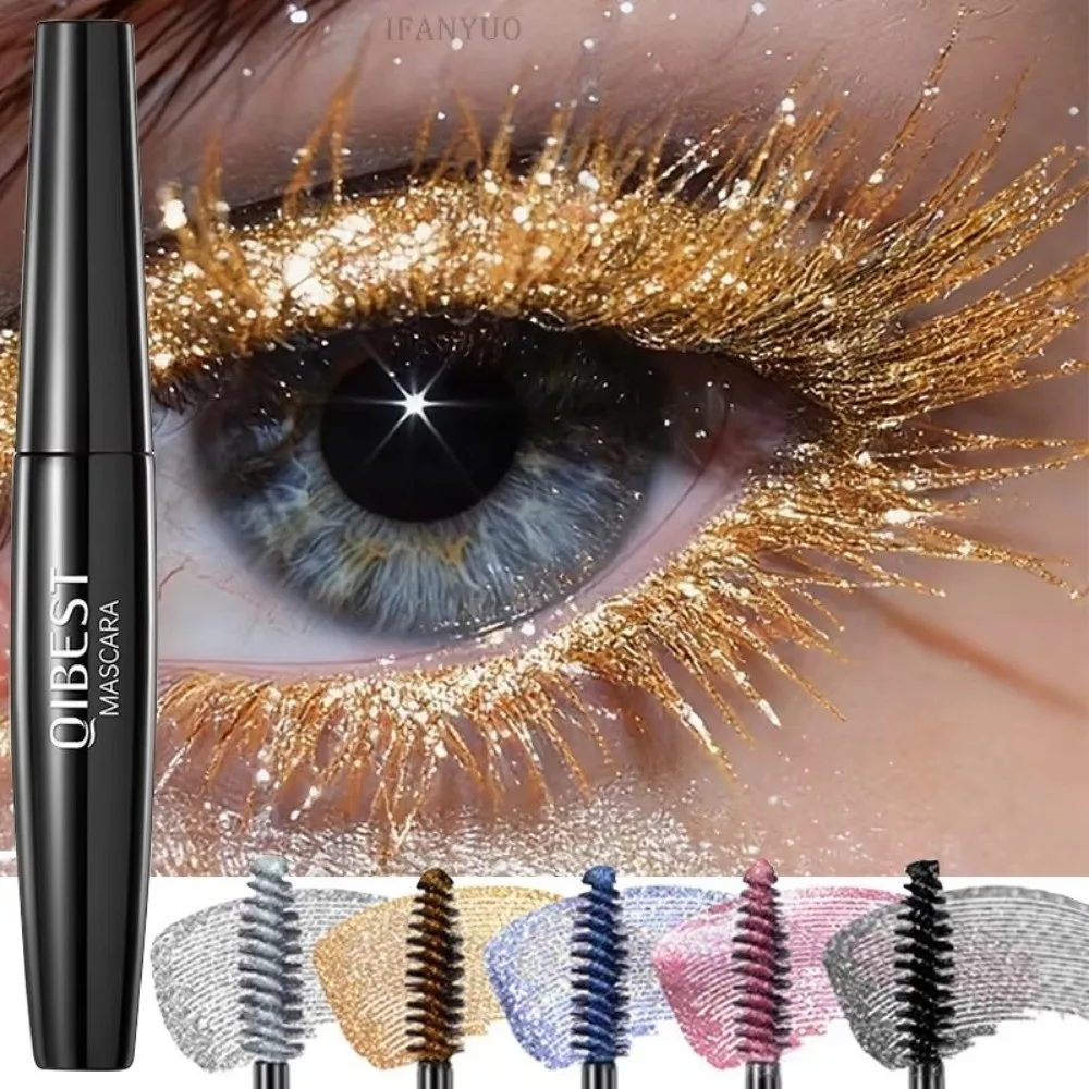 Mascara diamante 5 colori Galaxy Paillettes Brillanti glitter Pennello per ciglia Mascara spesso arricciante ad asciugatura rapida impermeabile