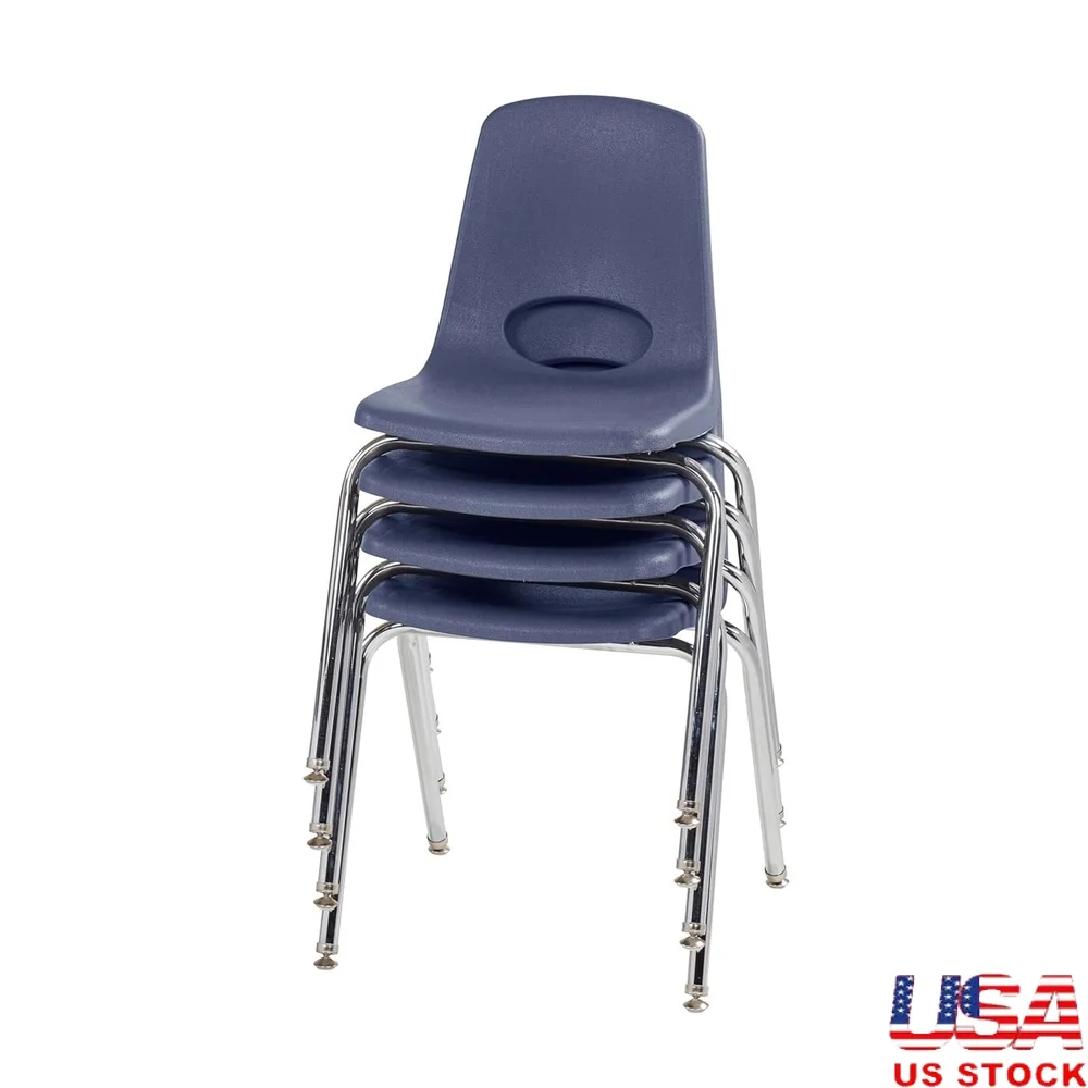 

4 Pack Stacking School Chairs with Chromed Steel Legs and Self Leveling Glides Comfortable Durable Student Seating Classroom