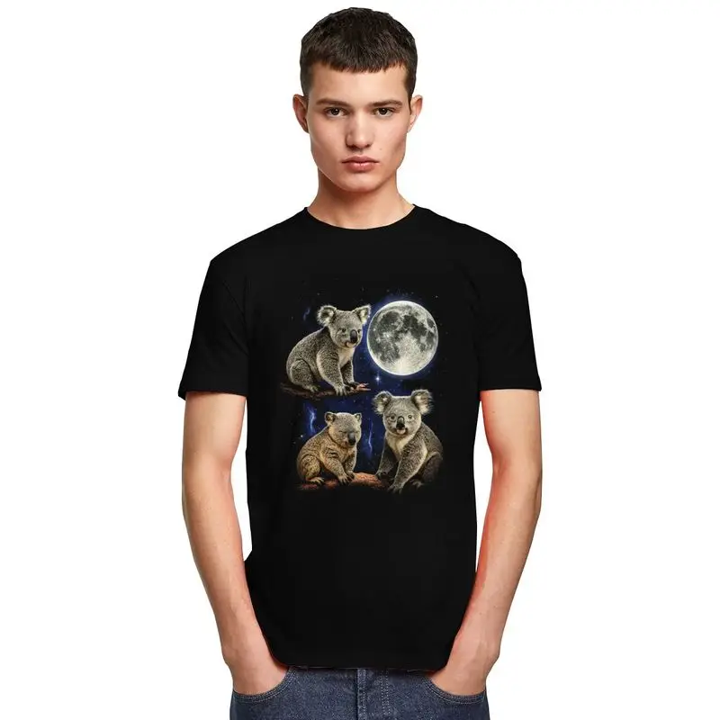 Hommes trois lune Koalas t-shirts Streetwear manches courtes pur coton Colthing mode Design décontracté graphique t-shirts chemise