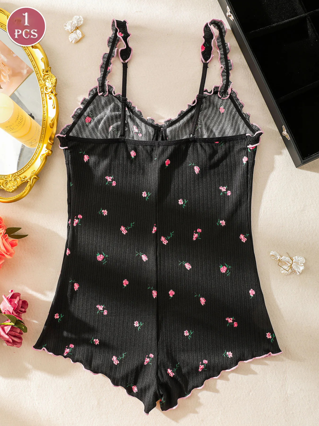 Women's One-Piece Sleeveless Pajama Jumpsuit, Suitable for Sleeping and Casual Wear, Women's Loungewear image 4