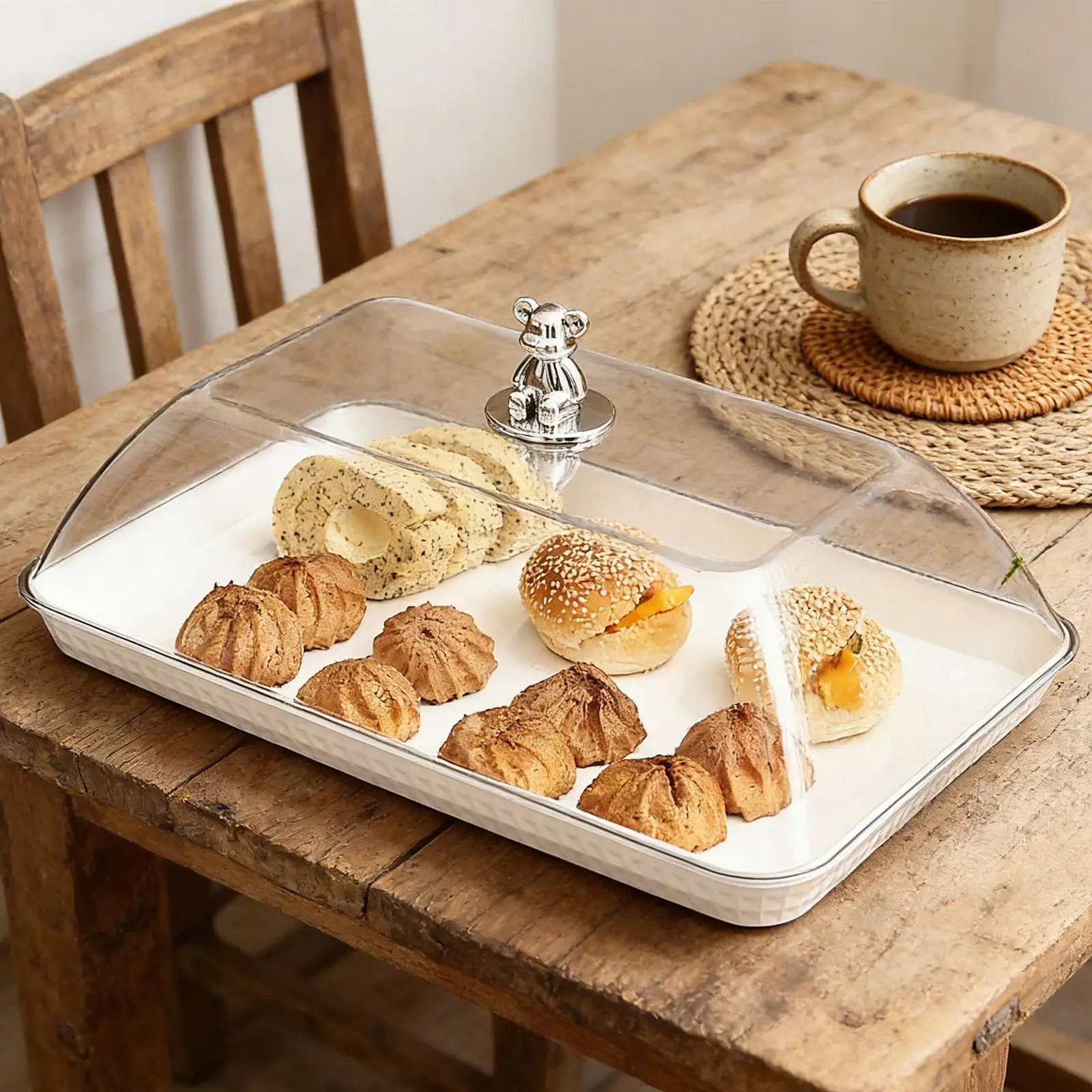Transparent Cake Dome Cover Plastic Cheese Cloche Lid for Dessert Tray Bread Plate Party Use