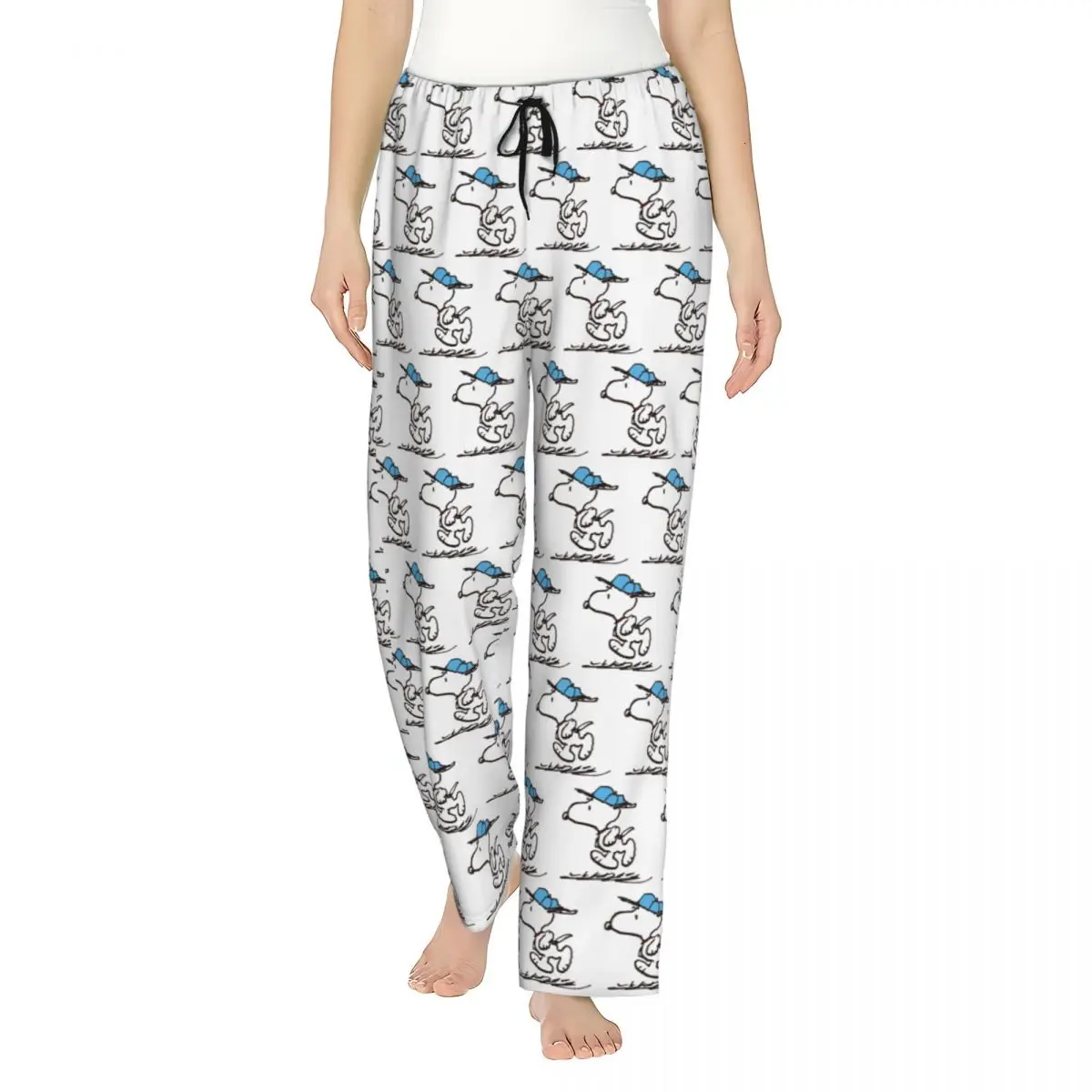 

Custom Cartoon Snoopy Woodstock Anime Dog Pajama Pants Women's Sleepwear Lounge Sleep Bottoms Stretch with Pockets