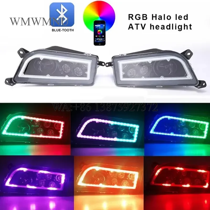 Wmwmnu RGB Halo LED Headlight Multi Color Housing Lamp for RZR1000 ATV