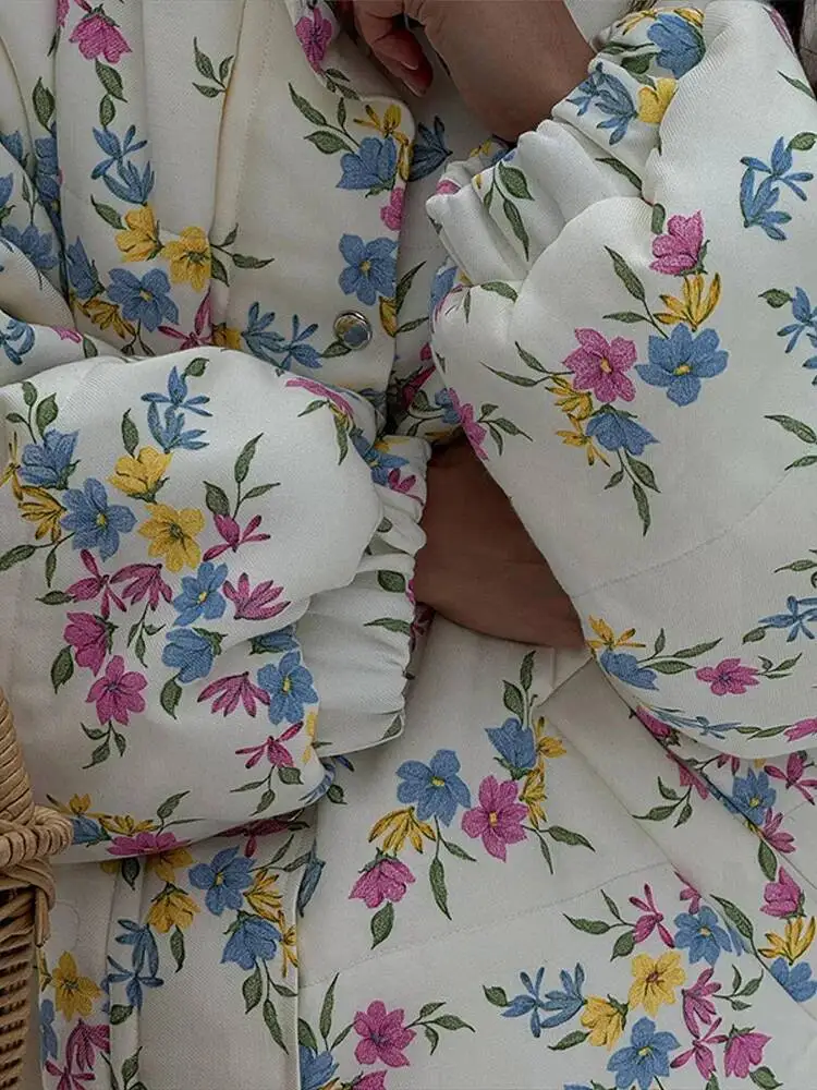 Veste élégante à col montant et manches longues zippée en coton rembourré pour femmes, imprimé, ample, hiver 2025, vêtements d'extérieur doux pour femmes