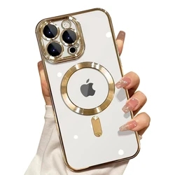 Full Protection Magnetic Case For iPhone 16 15 14 13 12 11 Pro Max Case For Magsafe wireless Charger With Camera Lens Protector