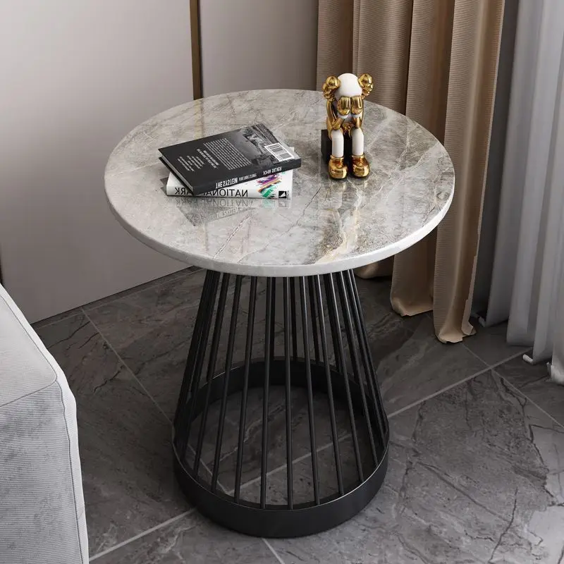 

Light Luxury High-end Sofa Side Round Small Tea Table Italian Round Tea Table Bedroom Balcony Small Table Furniture Living Room