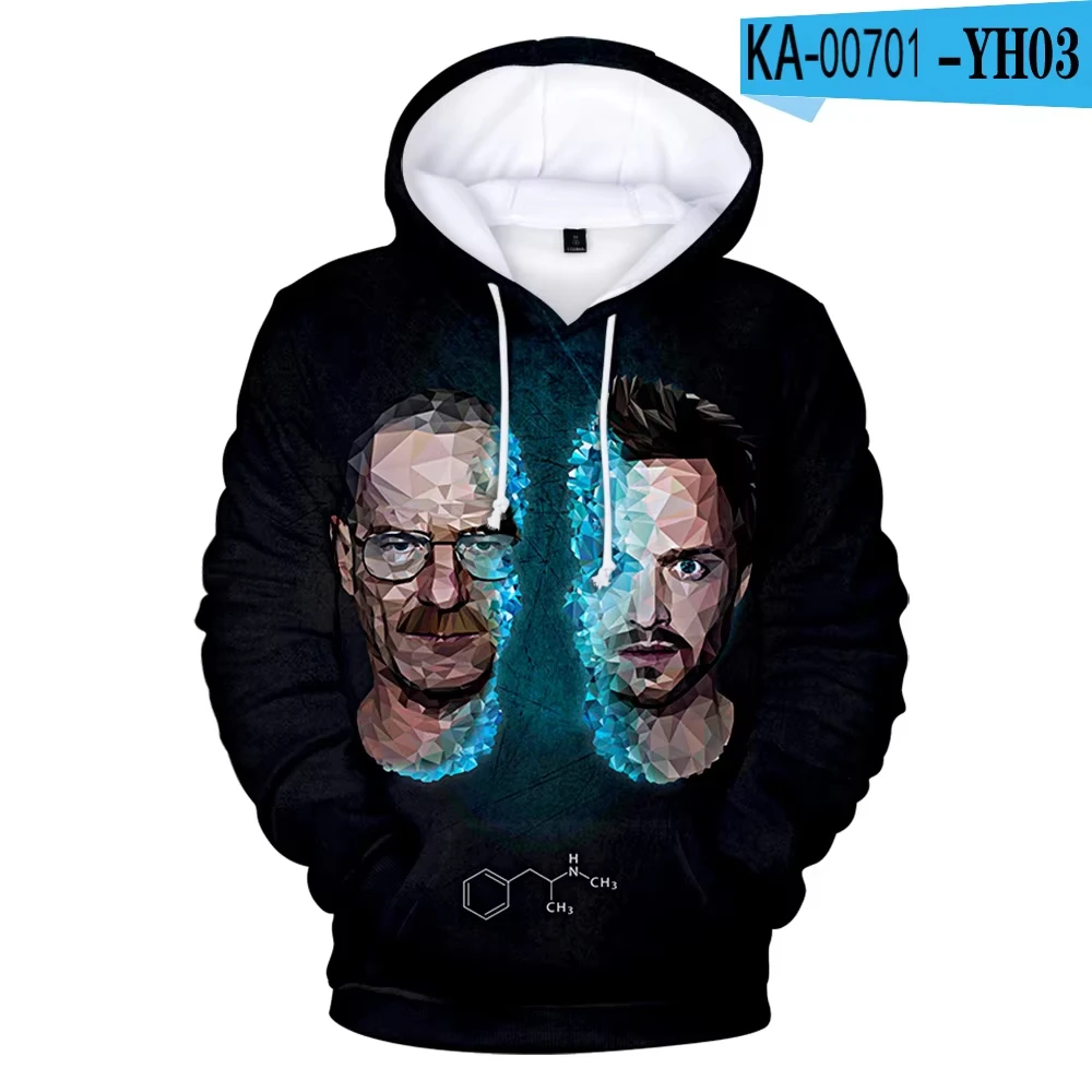 Hot TV Series Breaking Bad 3D Print Men's Hoodie Casual Long Sleeves Oversized Outdoor Pullover Sweatshirt Unisex Clothing