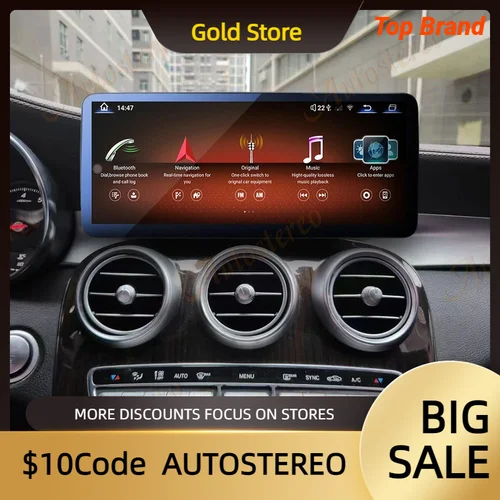 2400*900 解像度 Carplay Android 13 メルセデスベンツ C クラス W205 GLC X253 2015-2019 車の GPS ナビゲーションマルチメディアプレーヤー