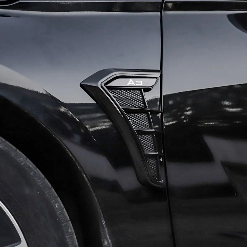 For audi A3 8V A3 8P car Accessories Carbon Black Car Fender Side Vents Air Flow Intake Hole Grille Sticker Cover