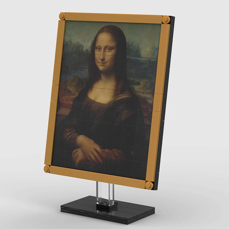 

MOC Художественная роспись Всемирно известная картина Модель Строительные блоки Креативная Мона Лиза Фудзи Горные строительные блоки Город Девушка Друзья