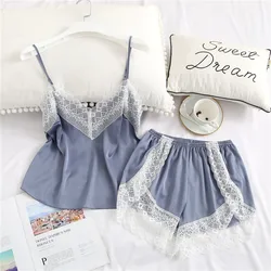 Sleepwear Simulation Silk Two-Piece Set Large Size Loose Comfortable Breathable Home Underwear Nightgowns