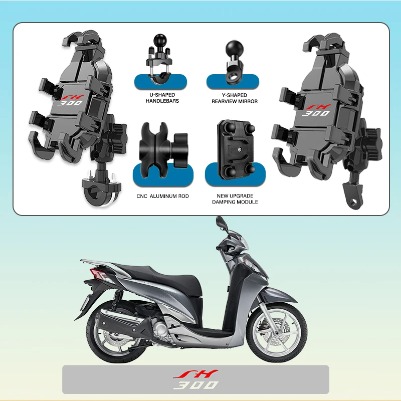 

For Honda SH300 SH 300 SH300I SH 300I I Phone Mount Stand Motorcycle Holder 360° Rotatable ABS Adjustable