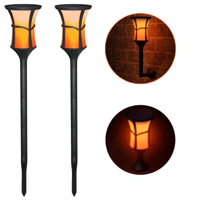 Iluminação decorativa LED Flame Bulb, Decoração de Natal, exterior, jardim, rua, lâmpada de parede, tocha, luz solar do gramado, 2pcs