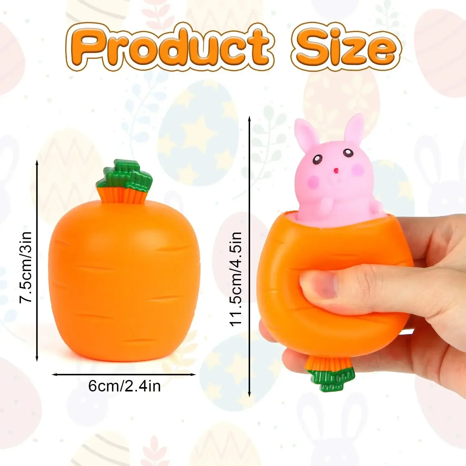 Easter Carrot Rabbit Fidget Toys Rabbit Squeeze Ball for Kids Relieve Stress Up Toy for Easter Basket Stuffers Easter Decor